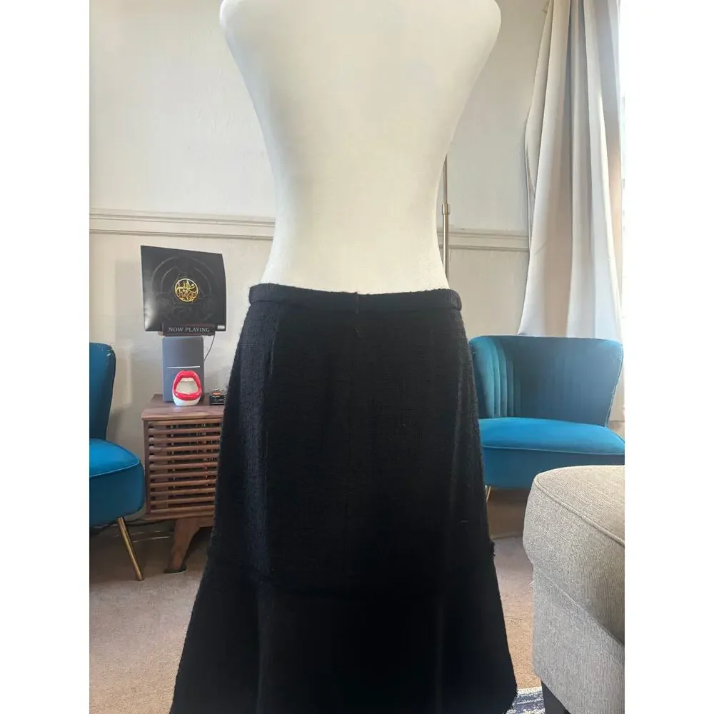 J.Crew Wool Blend Tweed Flounce Skirt Women’s Size 6 Black Lined